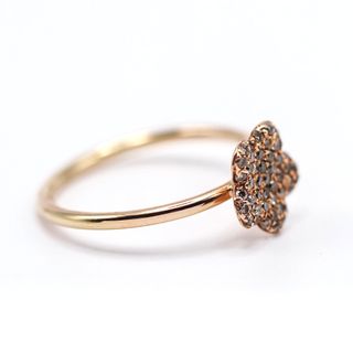 Anillo Flor Diamantes Marrones Oro