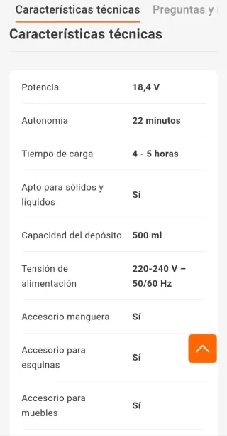 Aspirador de mano Cecotec 18.4V