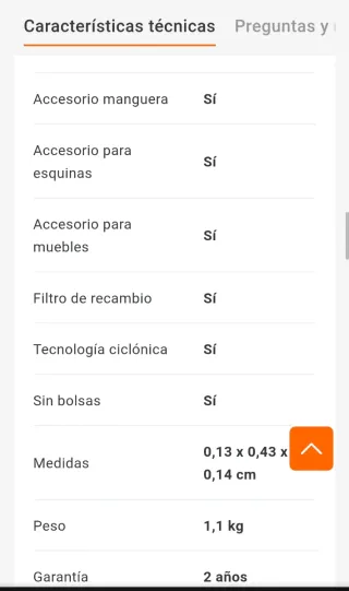 Aspirador de mano Cecotec 18.4V