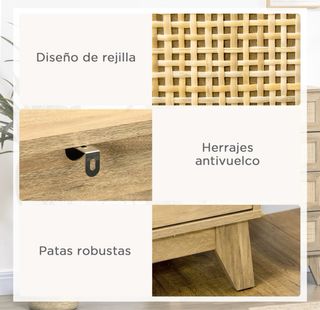 Cómoda Ratan Madera 4 Cajones