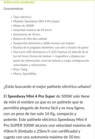 Patinete Speedway Mini 4 Pro