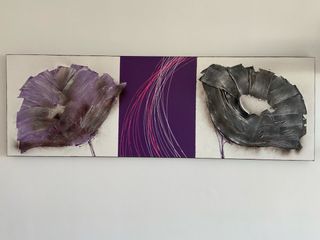 Cuadro moderno flores moradas y grises