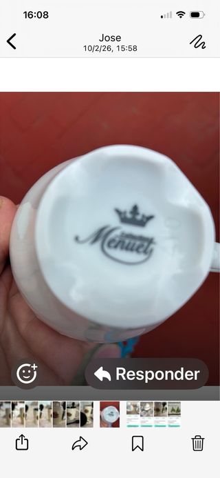 Juego de café porcelana filo oro