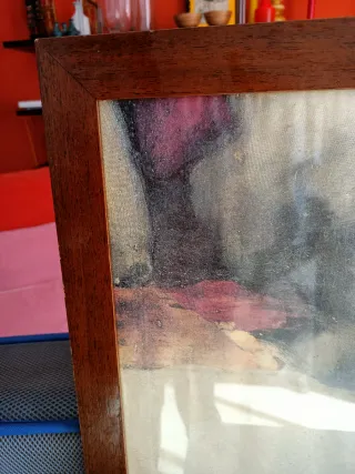 Marco grande de madera con lámina de ángeles