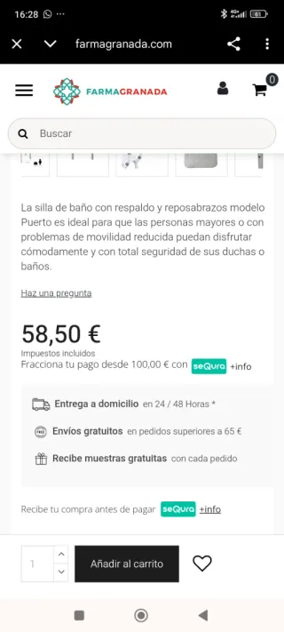 Silla de baño con respaldo