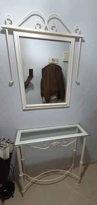 Mueble de entrada forja y cristal