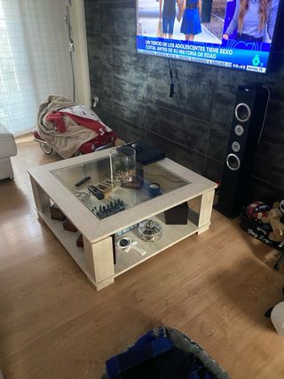 Mesa de salón de mármol y Cristal