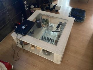 Mesa de salón de mármol y Cristal