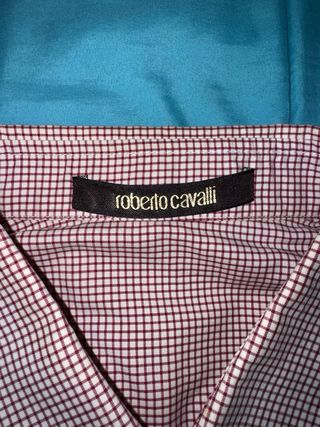 Camisa Roberto Cavalli Rosa con Bordado Dorado