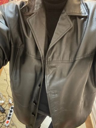 Chaqueta Cuero Oversize Negro Talla L Unisex Mujer