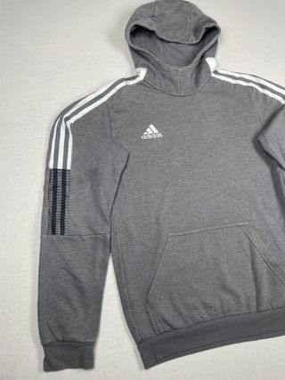 Adidas Hoodie Sudadera con Capucha Gris con Mangas