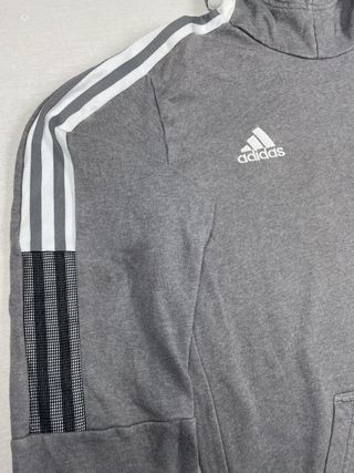 Adidas Hoodie Sudadera con Capucha Gris con Mangas