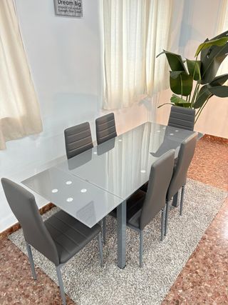 Mesa comedor extensible gris con 6 sillas NUEVO