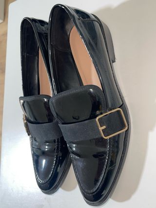 Zapatos Zara Negros Charol Hebilla