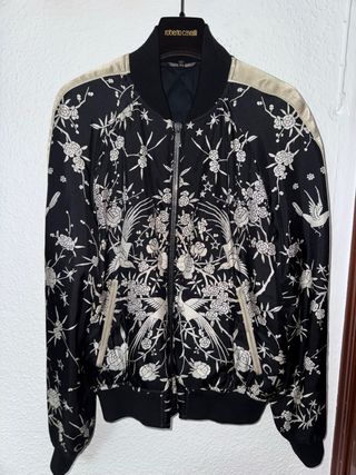 Bomber Seda Roberto Cavalli Negra y Dorada