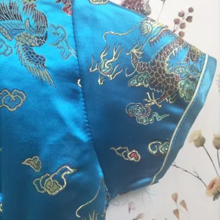 Vestido Geisha Vintage Azul y Dorado