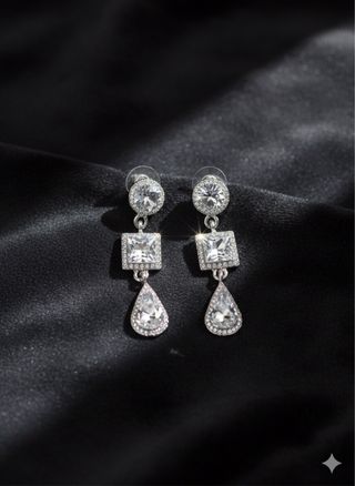 Pendientes largos fiesta plata