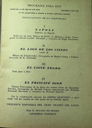 PROGRAMA OFICIAL GRAN TEATRO DEL LICEO AÑO 1955
