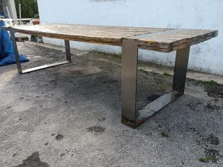 Mesa madera y metal exterior/interior. REBAJADO!!!