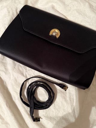 Pochette Fiamma vintage pelle nera e oro