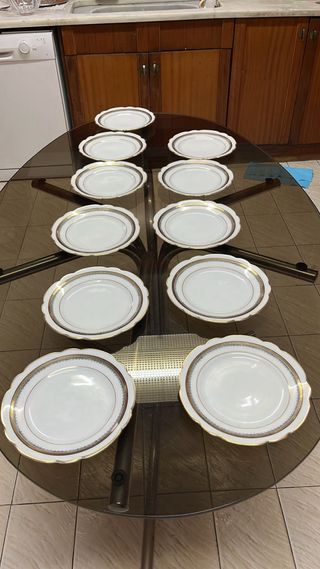 51 piezas Vajilla de Bidasoa con hilo de oro