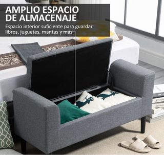 Sofá de tela gris con almacenamiento