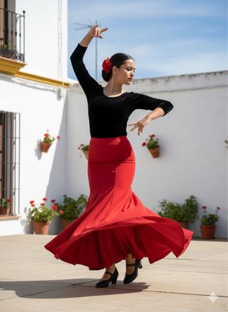 Falda larga flamenca para ensayo