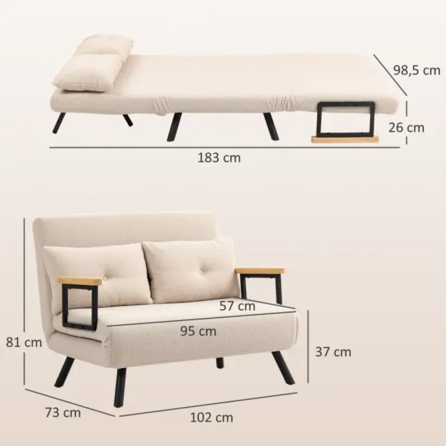 Sofá Cama Beige 2 Plazas