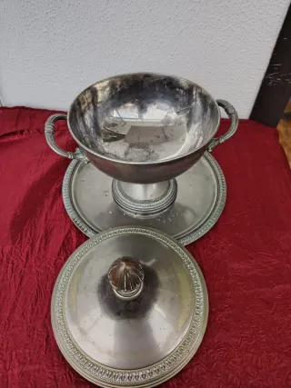 Vassoio con grande coppa antica Olri silver plated