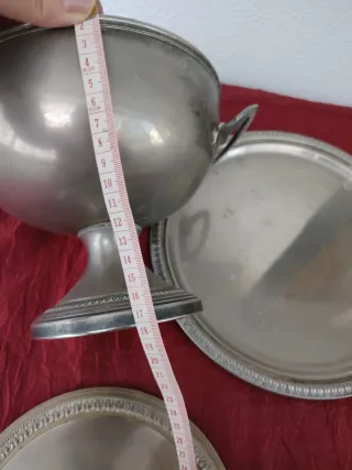 Vassoio con grande coppa antica Olri silver plated