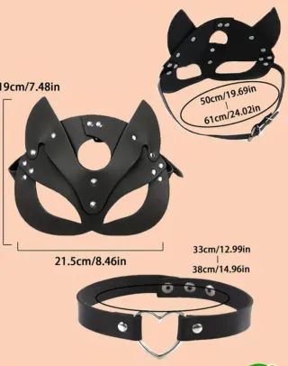 Maschera gatto e choker con anello set punk cat xx