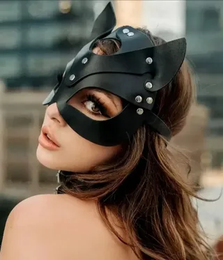 Maschera gatto e choker con anello set punk cat xx