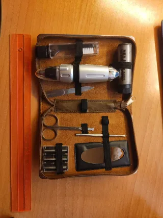 Neceser hombre marrón y plateado