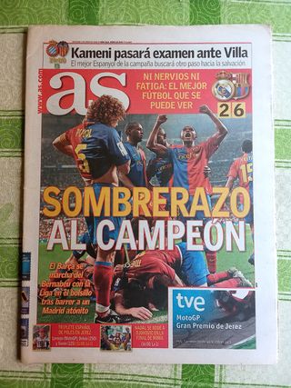 Periódico AS Real Madrid 2 - Barça 6