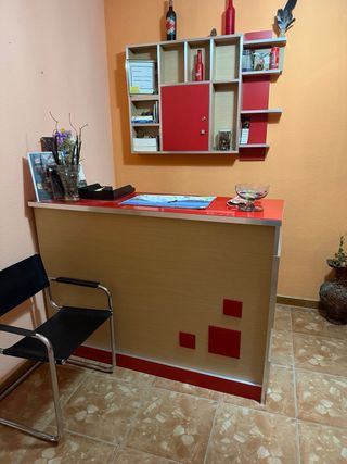 Mueble de recepción y estantería
