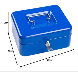 Caja Fuerte Azul Metálica con Llave