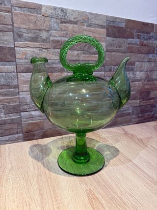 Antiguo Botijo Catalan de vidrio soplado