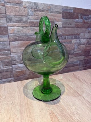 Antiguo Botijo Catalan de vidrio soplado