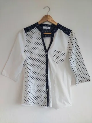 Camicia donna Vintage maniche 3/4 pois