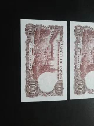BILLETES DE 100 PESETAS DE 1970 PAREJA CORRELATIVA