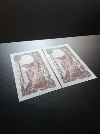 BILLETES DE 100 PESETAS DE 1970 PAREJA CORRELATIVA