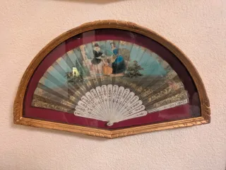 2 Abanicos Antiguos con Abaniqueras