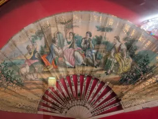 2 Abanicos Antiguos con Abaniqueras