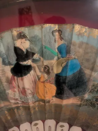 2 Abanicos Antiguos con Abaniqueras