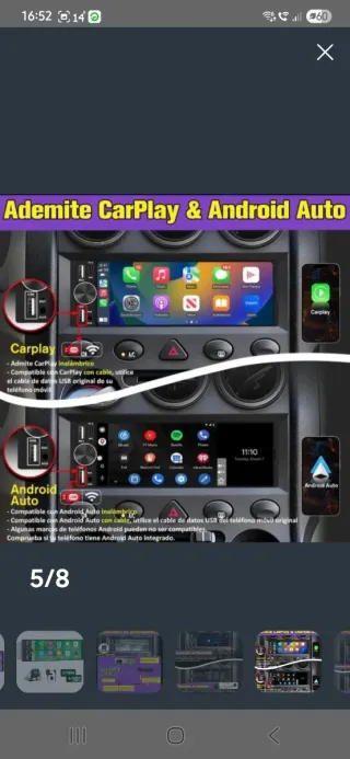 Radio Coche 1 Din Carplay Android Auto