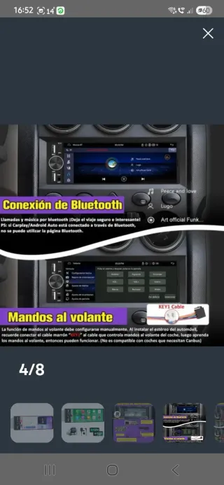 Radio Coche 1 Din Carplay Android Auto