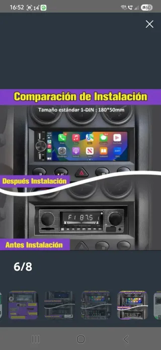 Radio Coche 1 Din Carplay Android Auto