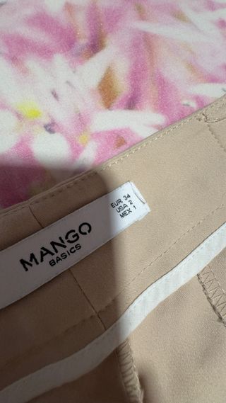 Pantalón Mango Talla 34 Beige