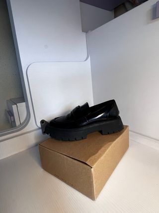 Mocasines negros mujer plataforma