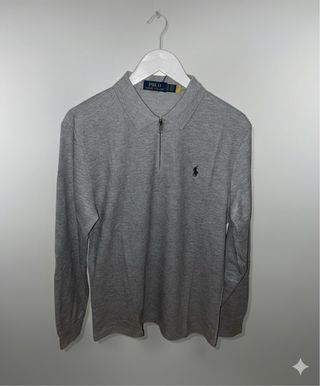 Polo Ralph Lauren Suéter Gris Media Cremallera